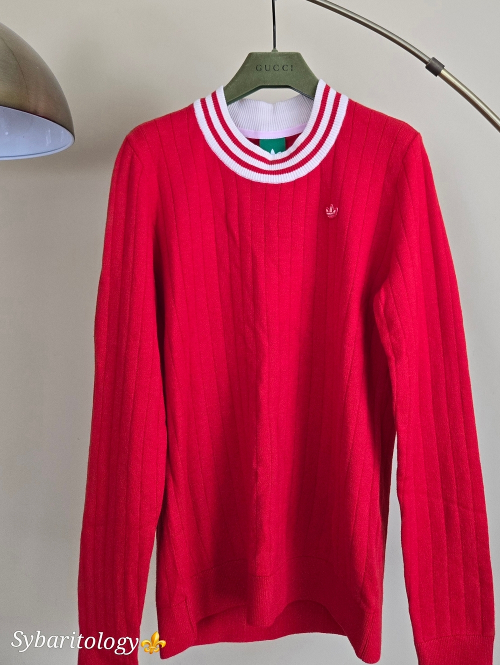 NWT ADIDAS ORIGINALS Red Cashmere Knit Golf Sweater Size:S